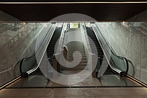 Underground passage with escalators