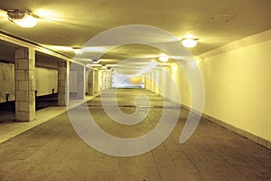 Underground passage with lights