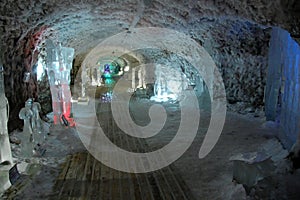 Underground permafrost ice cave
