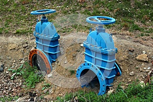 Underground pipeline with valves and flanges