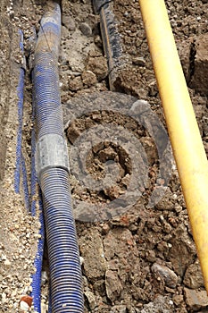 Underground pipes for laying optical fiber and the aqueduct 1