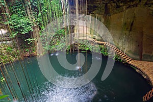 Underground pool Ik-Kil Cenote in Mexico