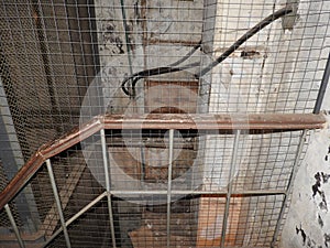 Underground Soviet bunker in its original form. A former Soviet cold war bomb shelter.Low light condition