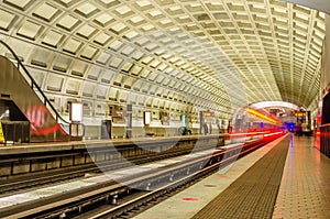 Underground Station with a Departing Train