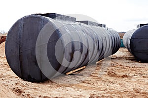 Underground storage tank at a construction site.