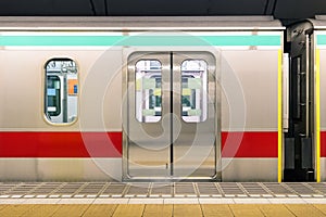 Underground subway metro train in Tokyo Prefecture of Japan