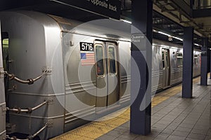 Underground train at Queens Plaza