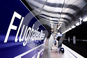 Underground train station at airport