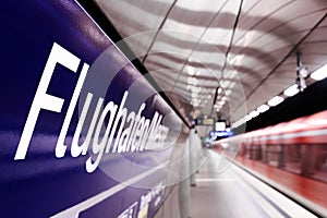 Underground train station at airport