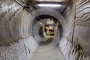 Underground tunnel in a salt mine