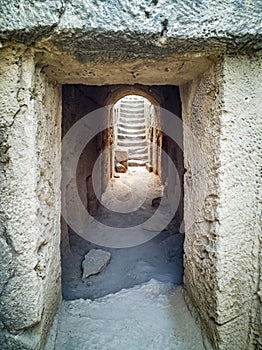 Ancient funerary caves located in the necropolis of The Tombs of the Kings. Paphos. Cyprus. photo