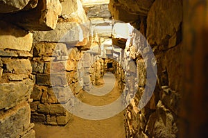 Underground tunnels of Chavin de Huantar, Ancash, Peru