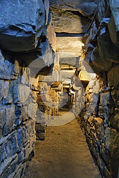 Underground tunnels within the main temple of Chavin de Huantar