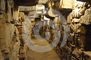 Underground tunnels within the main temple of Chavin de Huantar, Ancash, Peru