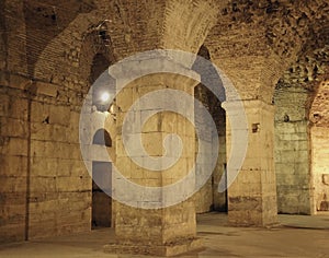 Underground walls of Diocletian palace in Split