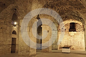 Underground walls of Diocletian palace in Split