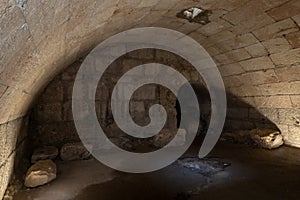 The underground water storage tanks under the Roman Baths in the ruins of the Maresha city, at Beit Guvrin, near Kiryat Gat, in photo