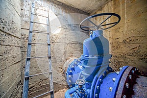 Underground water supply system. Large valves.n