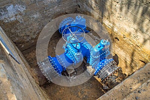 Underground water supply system. Large valves.n