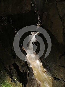 Underground waterfall in a cave BeatushÃÂ¶hle photo