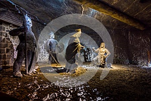 Underground Wieliczka Salt Mine 13th century, one of the world`s oldest salt mines, near Krakow, Poland.