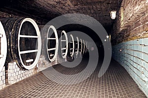 Underground wine barrels at Milestii Mici Winery photo