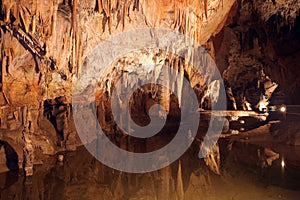 Underground world of Domica cave , Slovakia