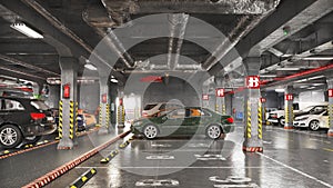 undergrounds garage interior with cars 3d