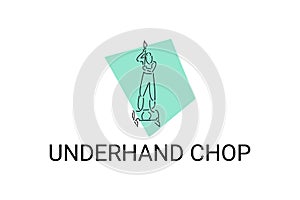 underhand chop vector line icon. lumberjack sport.