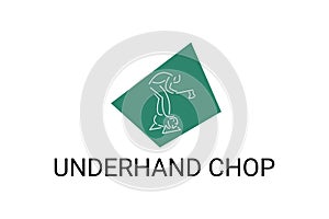 underhand chop vector line icon. lumberjack sport.