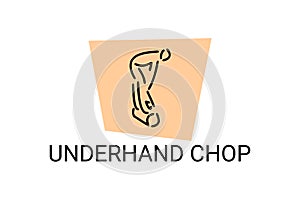 underhand chop vector line icon. lumberjack sport.