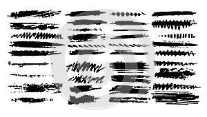 Underline brushstroke set. Collection shape element line and stroke design abstract. Texture divider outline note. Sketch marker