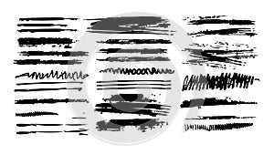 Underline brushstroke set. Collection shape element line and stroke design abstract. Texture divider outline note. Sketch marker