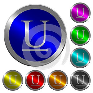 Underlined font type luminous coin-like round color buttons