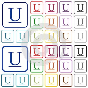 Underlined font type outlined flat color icons