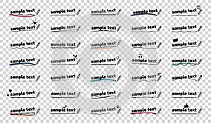 Underlined Sample Text Icons Set - Different Simple Flat Vector Illustrations Isolated On Transparent Background