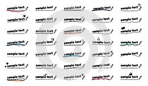 Underlined Sample Text Icons Set - Different Simple Flat Vector Illustrations Isolated On White Background