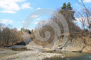 Undermined river bank photo