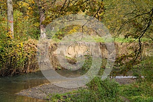 Undermined bank of river photo