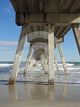 Underneath the Fishing Pier and Boardwalk on Wrightsville Beach, North Carolina