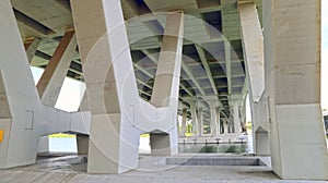 Underneath the flyover bridge in Singapore
