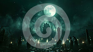 Underneath a full moon a circle of powerful sorcerers chant ancient incantations as they attempt to unlock the secrets photo
