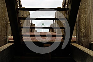 Underneath the jetty at Aberystwyth looking out to sea