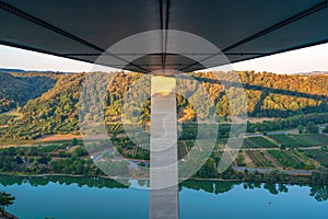 Underneath the Moseltal bridge near Koblenz Germany during sunrise