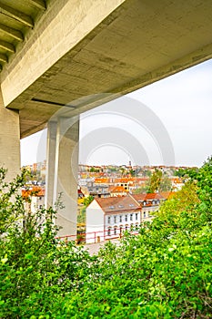 Underneath Nusle Bridge in Springtime Prague