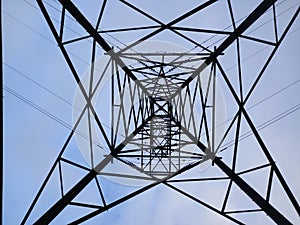 Underneath a powerline tower