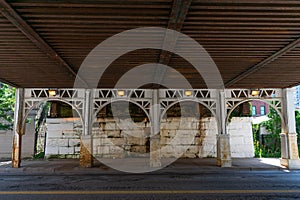 Underneath a Railroad Bridge on Michigan Avenue in the South Loop neighborhood of Chicago