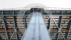 Underneath view of Anthony Wayne bridge in Toledo, Ohio photo