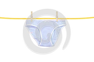 Underpants hanging isolated on a white