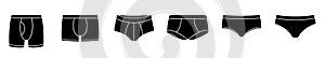 Underpants icon. Set of men`s underwear icons. Vector illustration